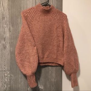 Pink Zara Mock Neck Knit Sweater